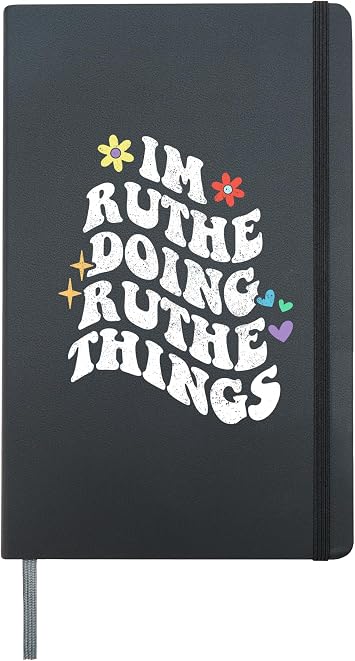 Retro Groovy Im Ruthe Doing Ruthe Things Funny Mothers Day Hardcover Journal, Black