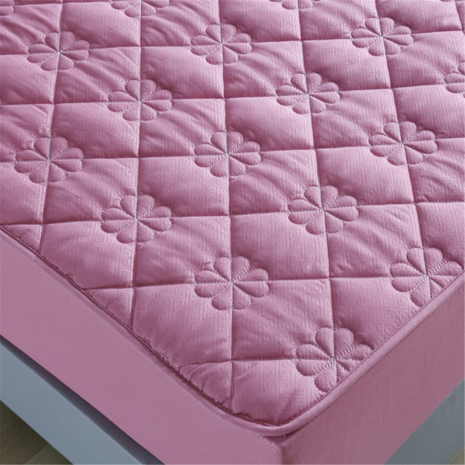 Protector Colchon, Home Protector de Colchón Acolchado, Cubrecolchón, De Fibra, Transpirable, Confortable, Cubre Colchón (Rosa Roja-1,Grueso 120x200cm)