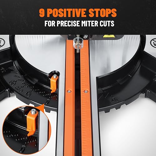 Miniatura 8 de DOVAMAN Sierra de inglete deslizante actualizada de 10 pulgadas, corte multimaterial con 3 cuchillas TCT, operación ambidiestra, velocidad de