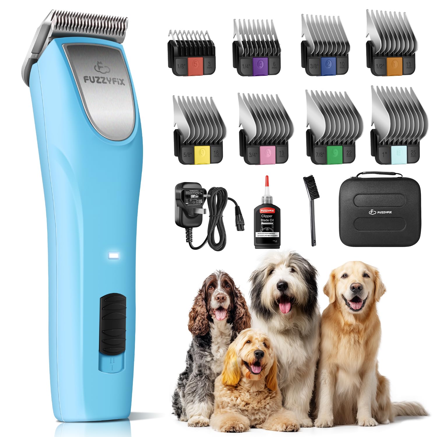 Dog Clippers Professional for Thick Hair, Low Noise Clippers Cordless Ergonomic Design with 2-Speed,Dog Grooming Kit for Cockapoos Labradoodles Poodles & Cavapoos with Metal Comb Guides