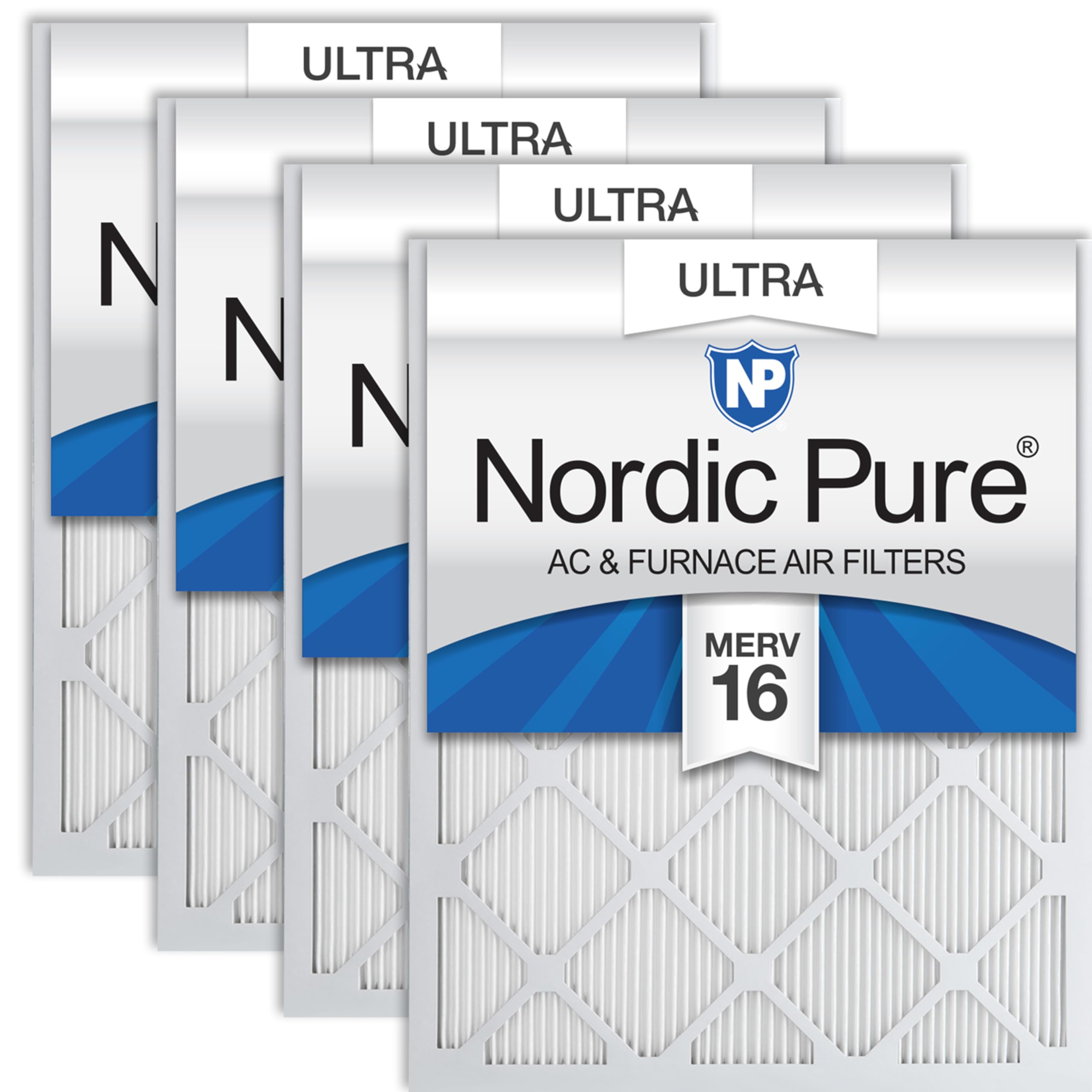 Nordic Pure 10x20x1 Pleated Ultra MERV 16 AC Furnace Air Filters 4 Pack