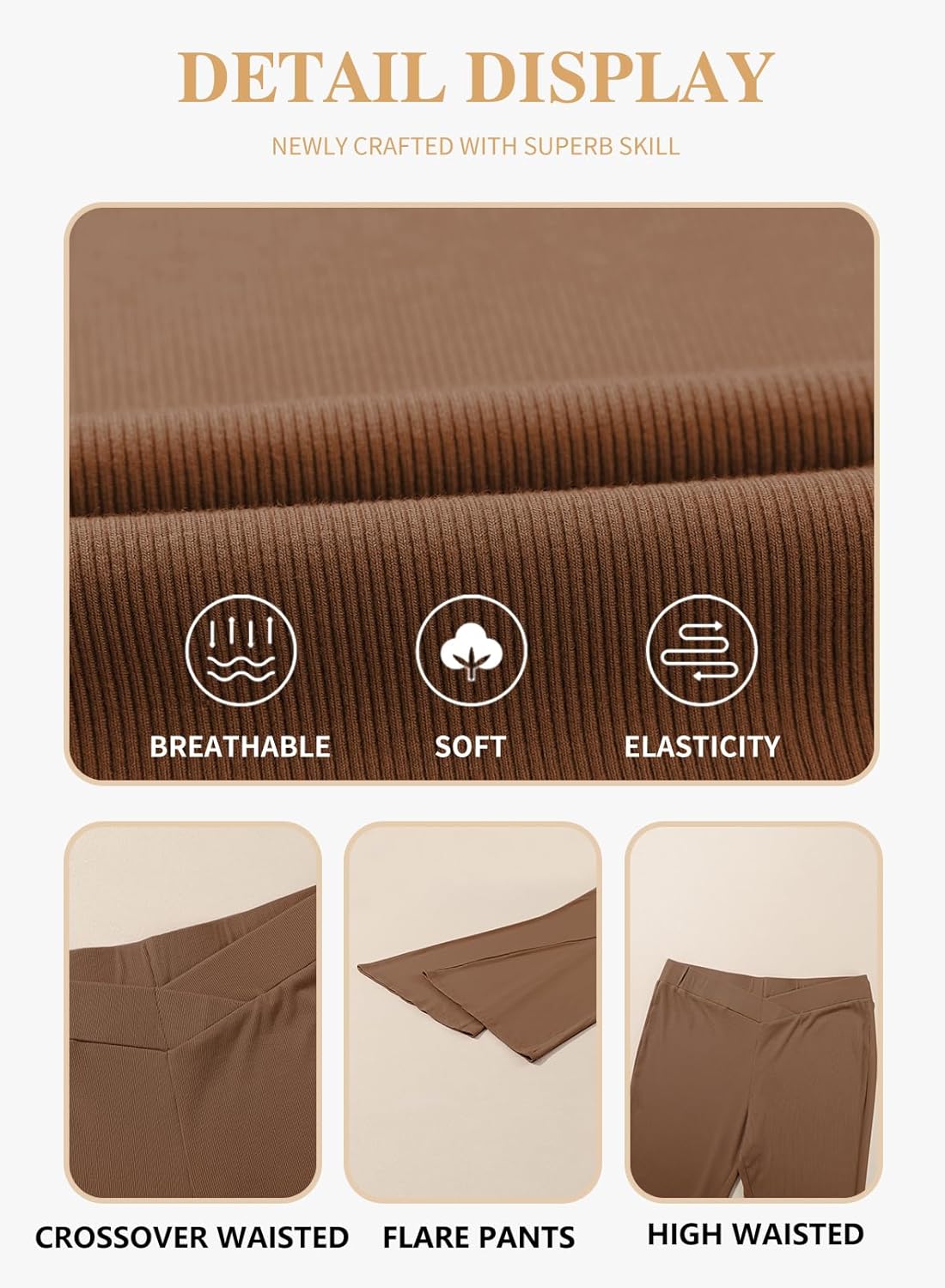 Eytino Plus Size Leggings for Women Elastic High Waisted Crossover Flare Pants Lounge Trousers(1X-5X) - Image 5