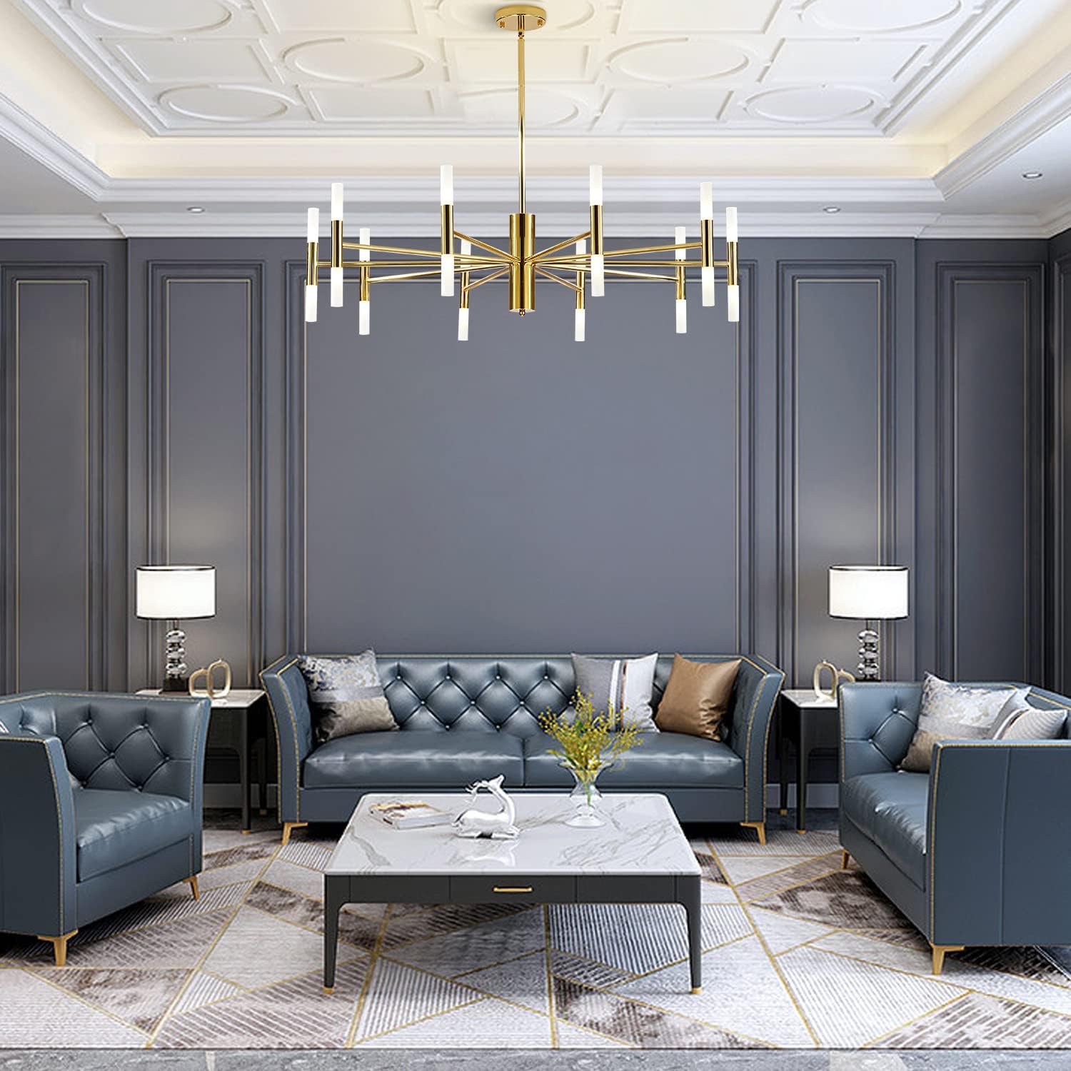 Contemporary Extra Large Chandeliers Vintage Gold Sputnik Chandelier Ceiling Light Fixture Mid Century Modern Dining Room Chandelier for Living Room Bedroom