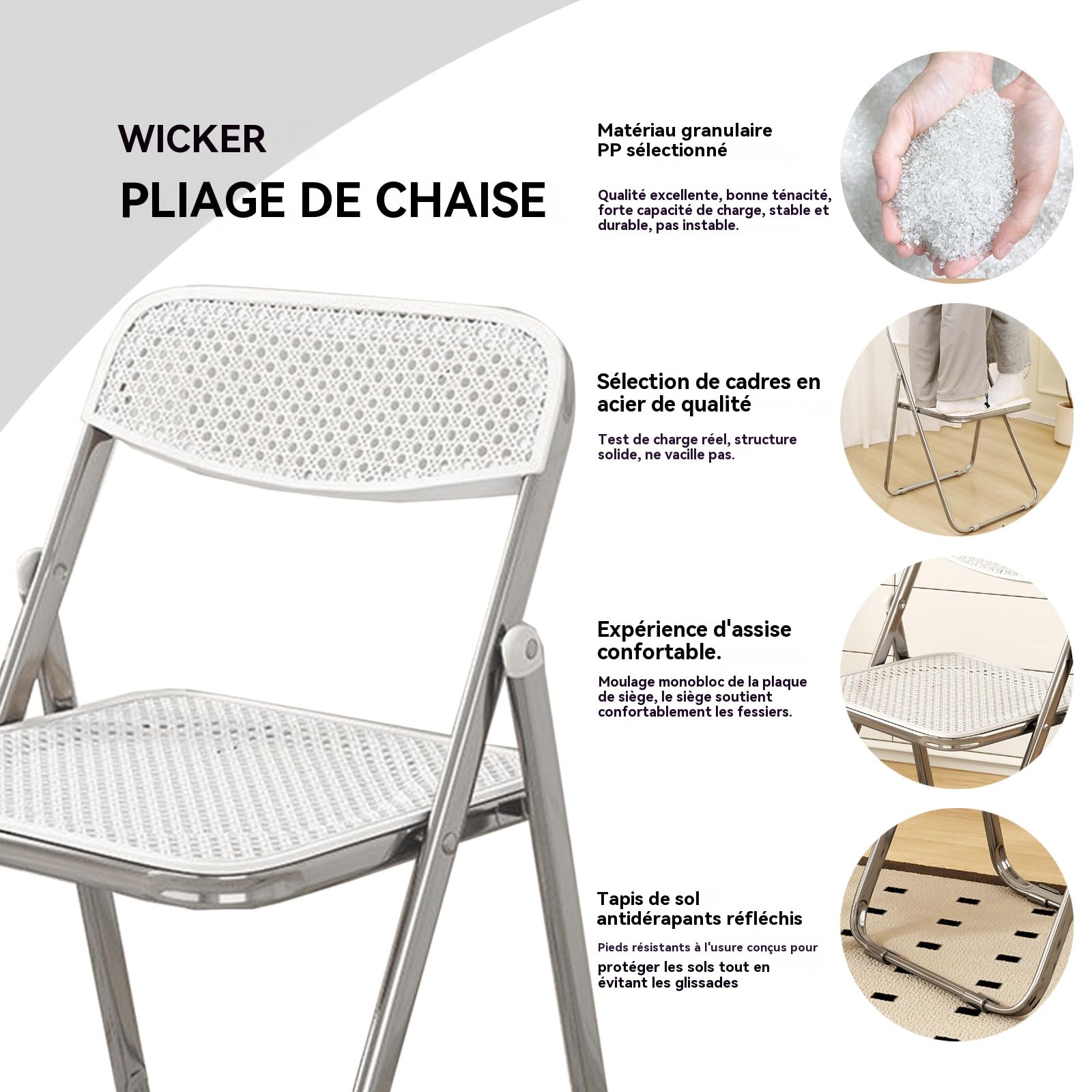 Lot de 2 chaises, chaises Pliantes avec siège en Mesh Respirant et Cadre en métal Robuste