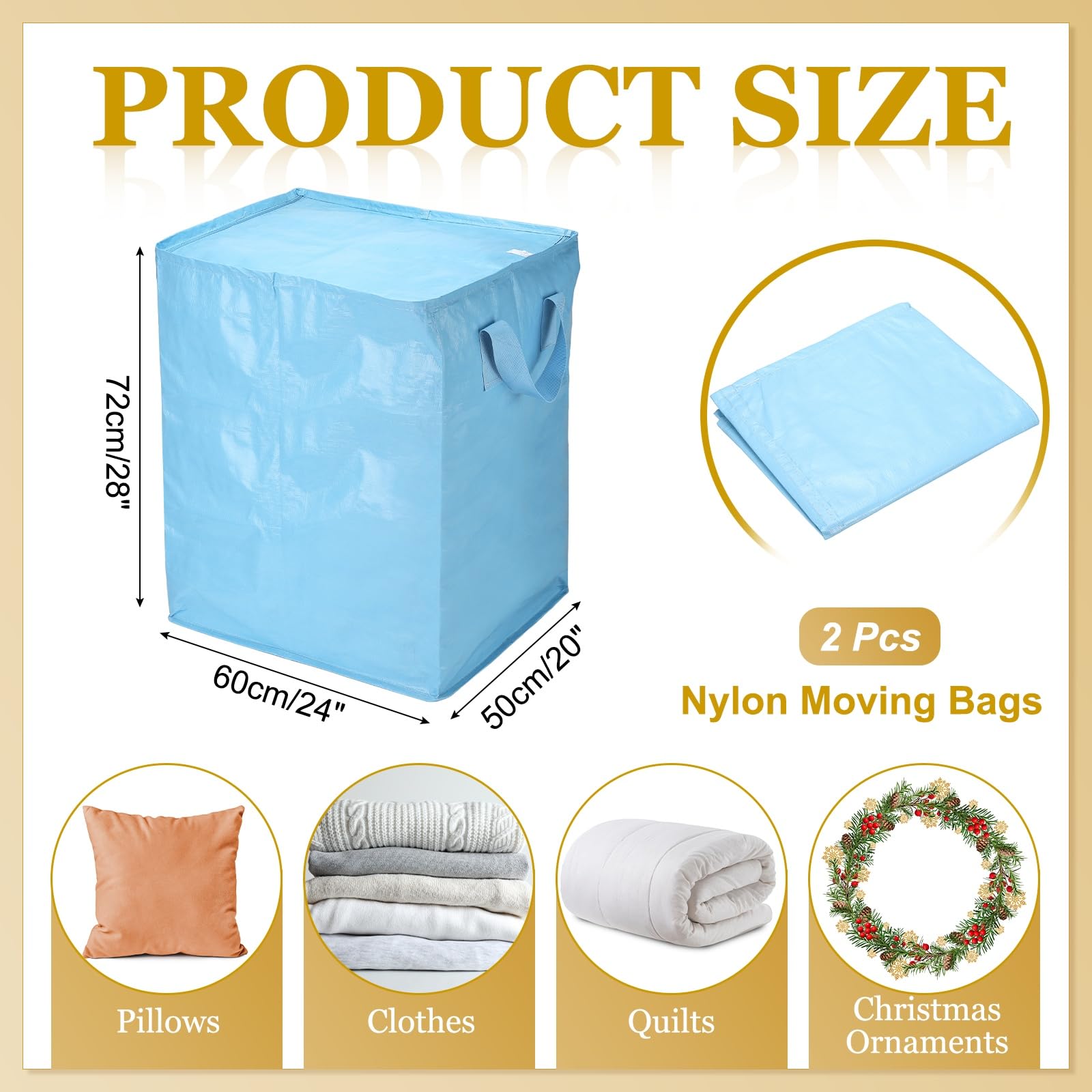 QUARKZMAN Bolsas de Mudanza 240L 20x24x28 Pulgadas Azul Claro 2Piezas