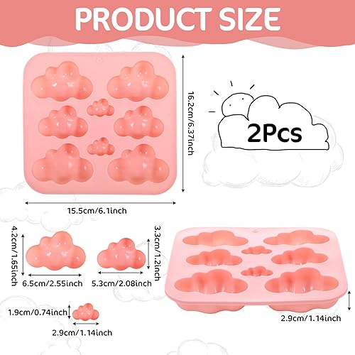 Miniatura 4 de 2 moldes de silicona con forma de nube, moldes de chocolate en forma de nube, molde para hornear con temática de nube 3D, bandeja antiadherente para
