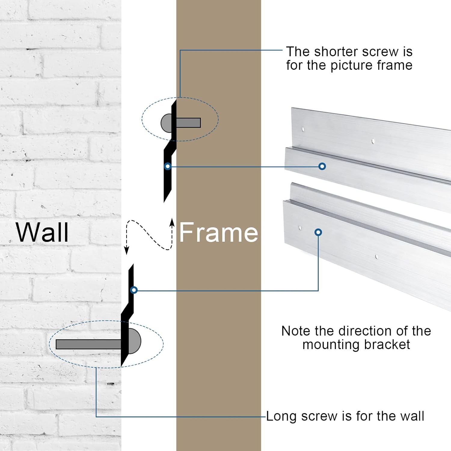 24 Pack French Cleat Hanger Headboard Wall Mounting Brackets Cleat Picture Hanger Kit Z Bar Supports with Plastic Expansion Tube Screws Silicone Dots for Picture Mirror Whiteboard (12 Inch)