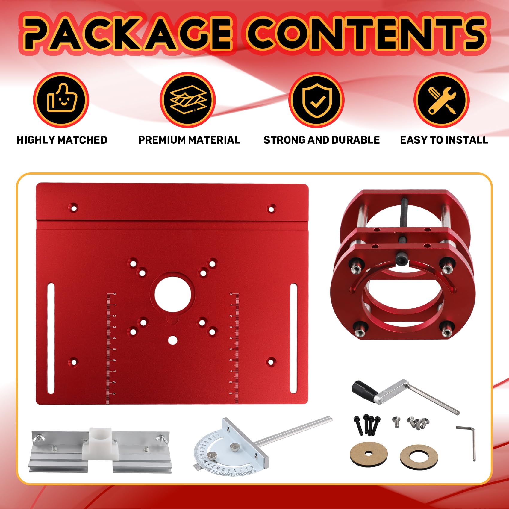 Kit di sollevamento per fresatura superiore per lavori in legno, piano d'appoggio per tavolo superiore in alluminio per motori con diametro di 65 mm, con guida obliqua e supporto