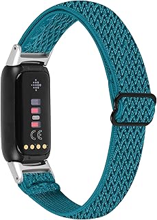 AISPORTS Nylon Band Compatible with Fitbit Luxe Band for Women Men, Adjustable Stretch Braid Elastic Weave Nylon Solo Loop Bracelet Sport Wristband Replacement Band for Fitbit Luxe Activity Tracker