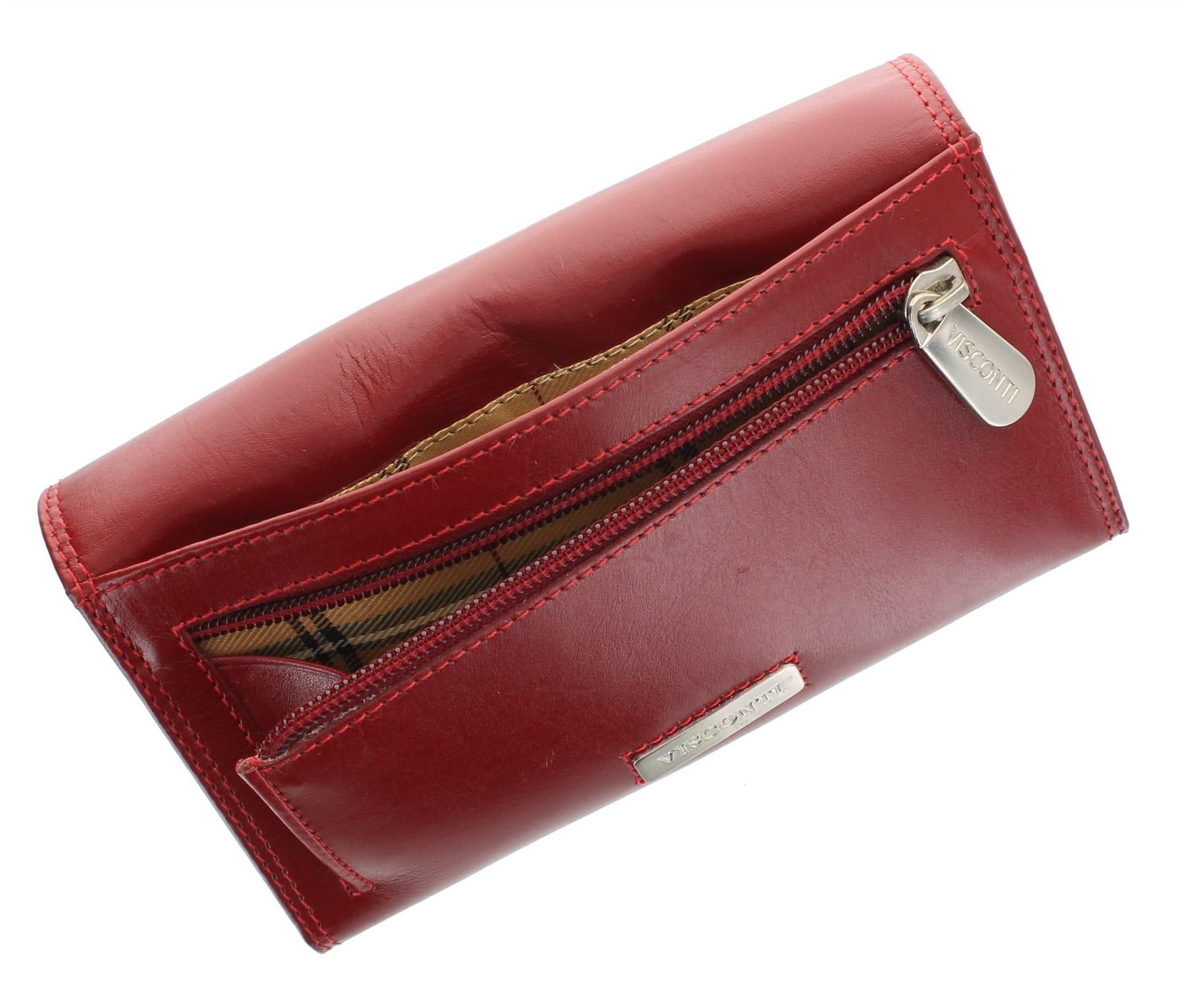 Visconti Monza Colección MARIA curtido vegetal señoras de cuero del clip del monedero MZ12 Rojo