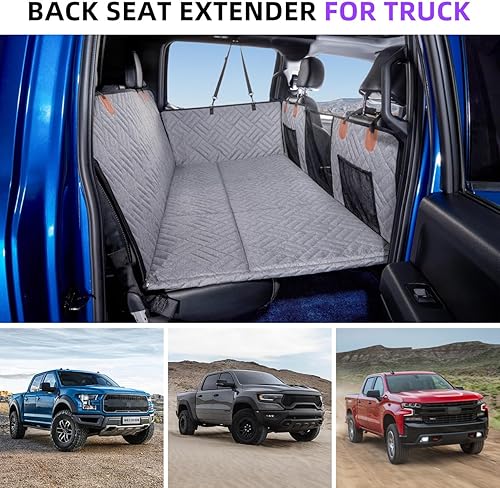 Miniatura 10 de Funda de asiento para perros y cama para camiones, extensor de asiento trasero y hamaca para F150, RAM1500, Silverado, colchón no inflable para