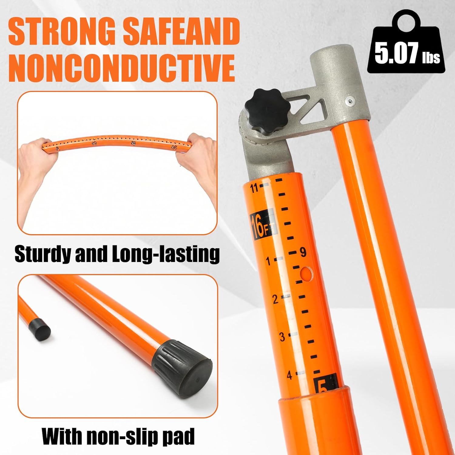 Load Height Measuring Stick,15 FT Sturdy Fiberglass Truck Height Stick with Adjustable Pole, Truck Height Measuring Stick with Carrying Bag, Height Stick for Trucks, Car Haulers