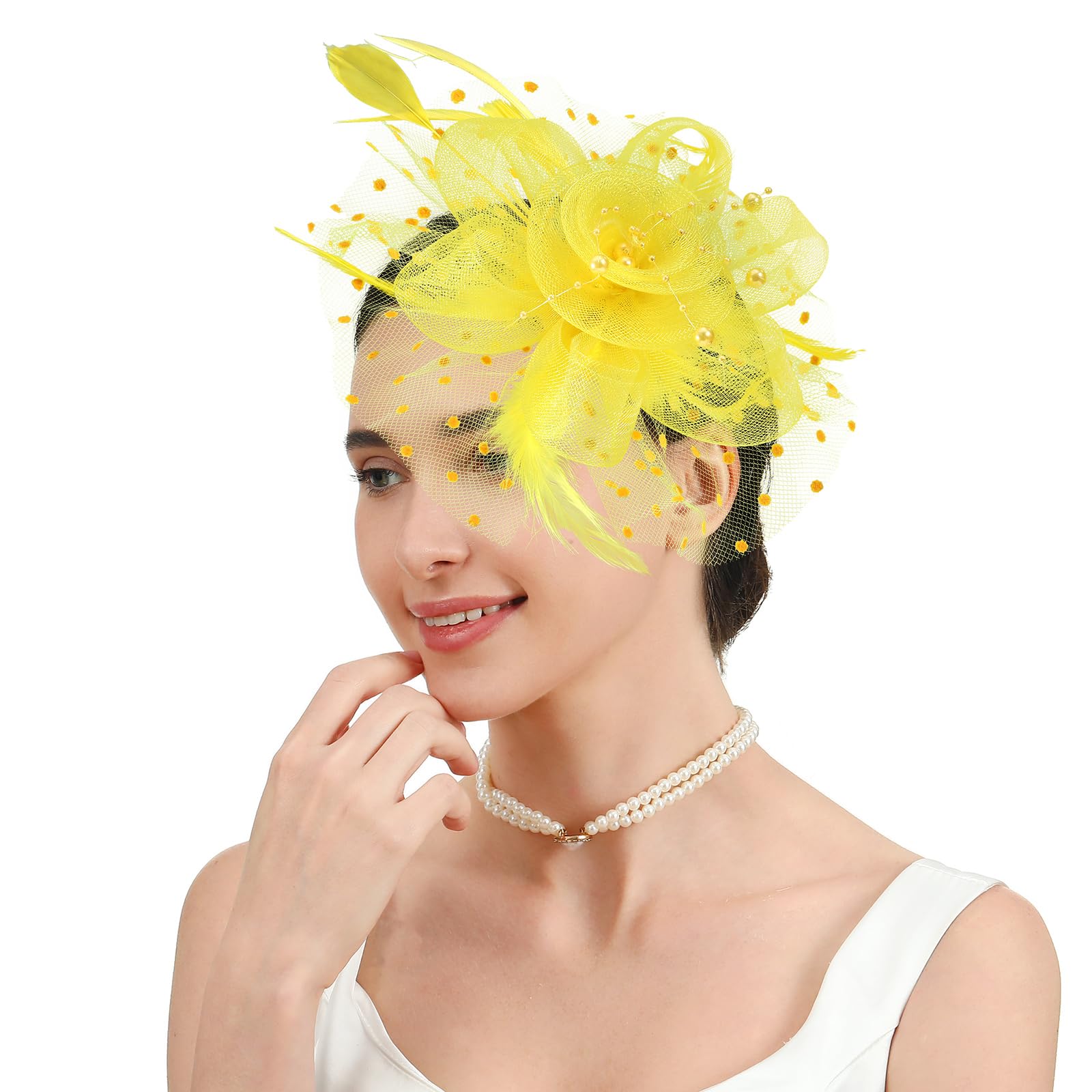 Fascinators Hats for Women Classic Satin Tea Party Headwear Fascinator Hat with Headband and Clip