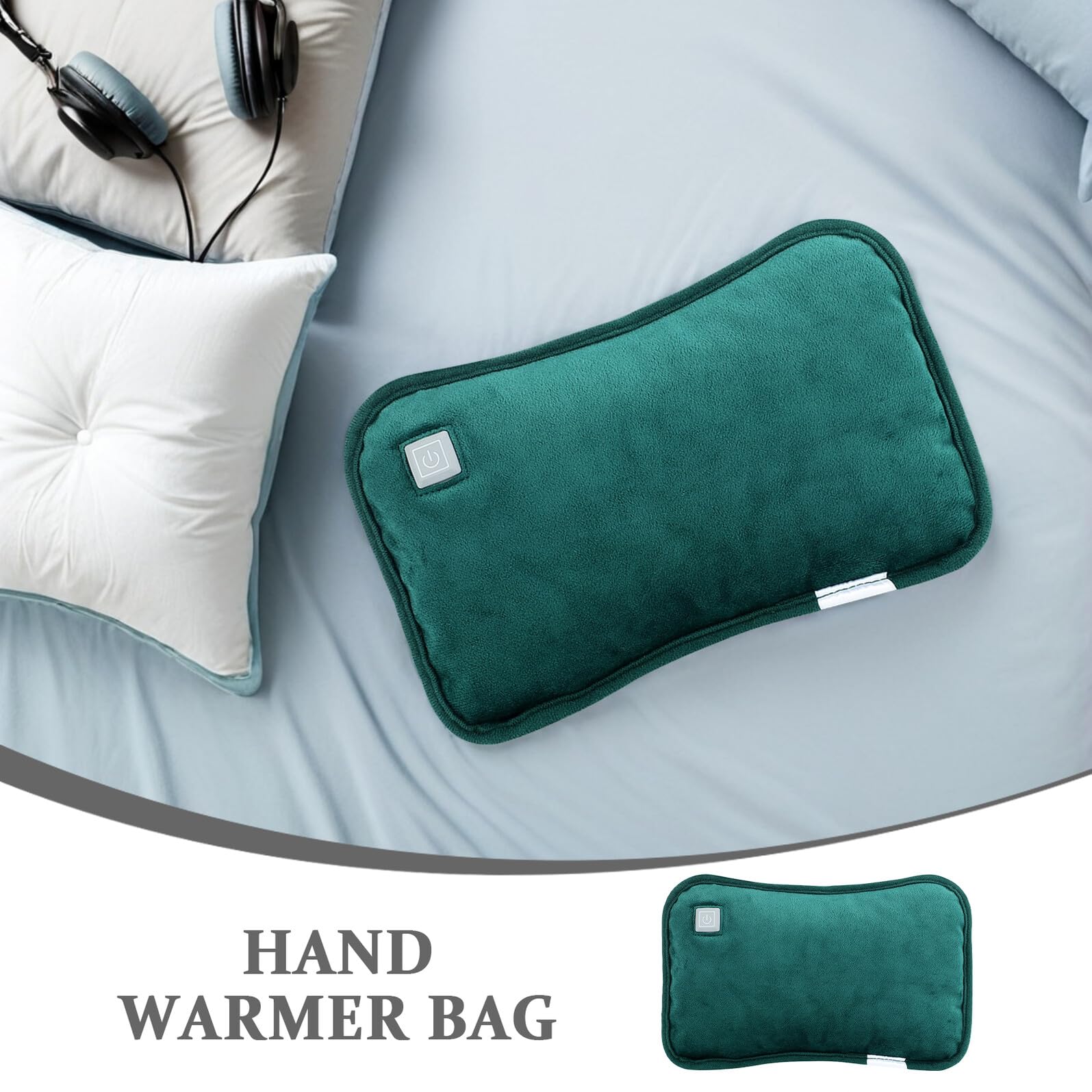 Alipis Bouillotte Électrique USB Rechargeable sans Eau Chauffe-Mains Portable Respirant Niveaux de Température Chauffe-Ventre et Dos Housse Thermique et Confortable Vert