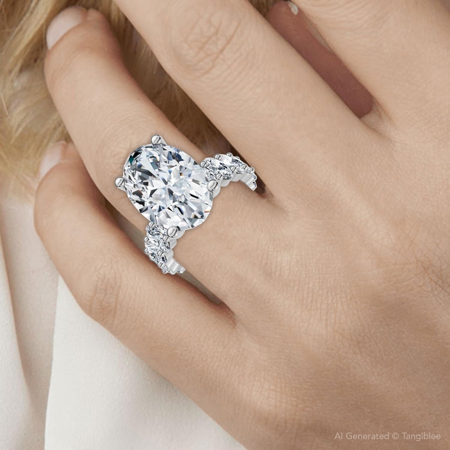 P3 POMPEII3 Pompeii Certified 6Ct Oval Diamond Engagement Ring 14k Gold Lab Grown (F/G,VS1-VS2)