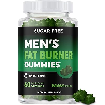 Men&rsquo;s Fat Burner Gummies for Weight Loss | Green Tea Extract, Green Coffee Bean, Garcinia Cambogia & Ketones | Belly Fat Burner for Men Weight Loss Gummies | Apple Flavored, Pectin-Based | 60 Gummies
