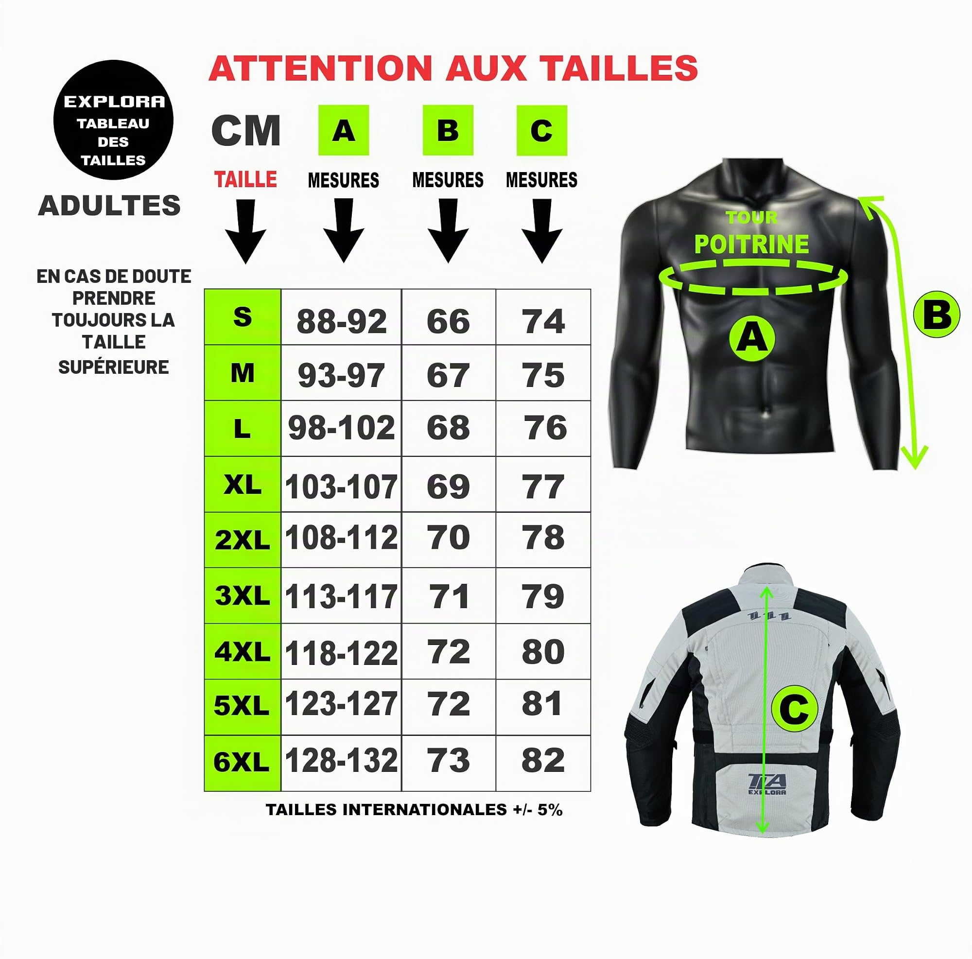 TLA EXPLORA Veste Moto, 2 Couches, Protections, imperméable. Tailles S-7XL