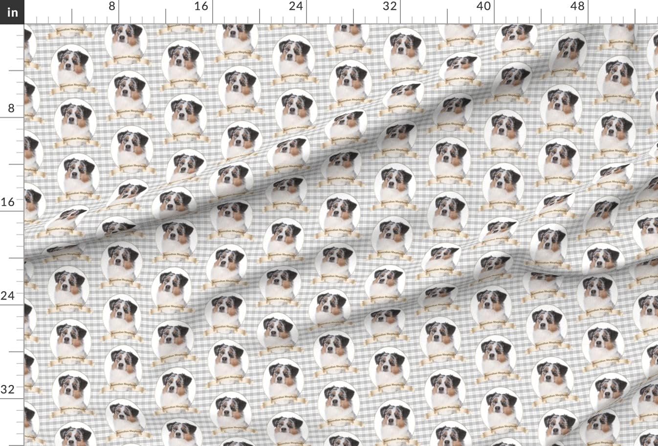 Spoonflower Fabric - Australian Shepherd Aussie Dog Pet Animal Portrait Printed on Chiffon Fabric by The Yard - Sewing Fashion Apparel Dresses Home Decor