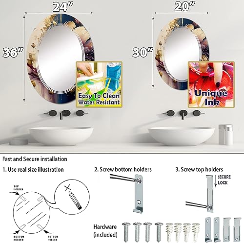 Miniatura 4 de Night Shade Tulip Design III- Vanity Mirror, Bathroom Mirrors, Wall Mirrors for Living Room, Bedroom - Round Mirror - Large 24'x24', 32'x32'