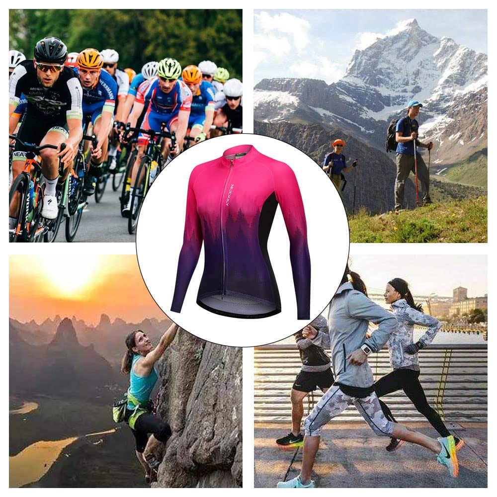 NUCKILY Radtrikot Damen Set Langarm Fahrradtrikot Fahrradbekleidung MTB Radsportanzug Rad Jacke und Radhose mit 3D Sitzpolster Strumpfhosen Frühling Herbst Berg Kleidung Anzüge