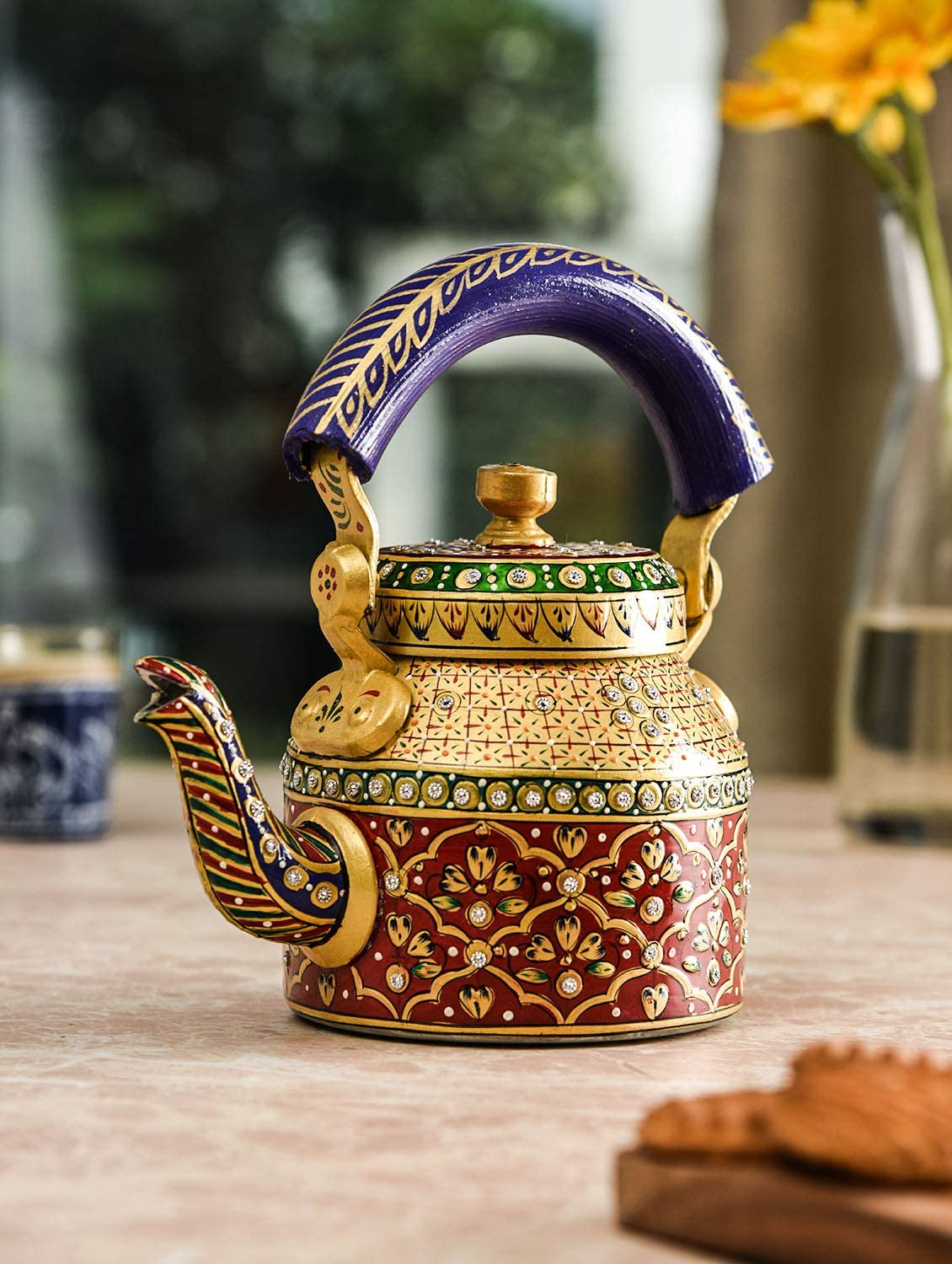 Handpainted Aluminum Tea Kettle - Copper -9