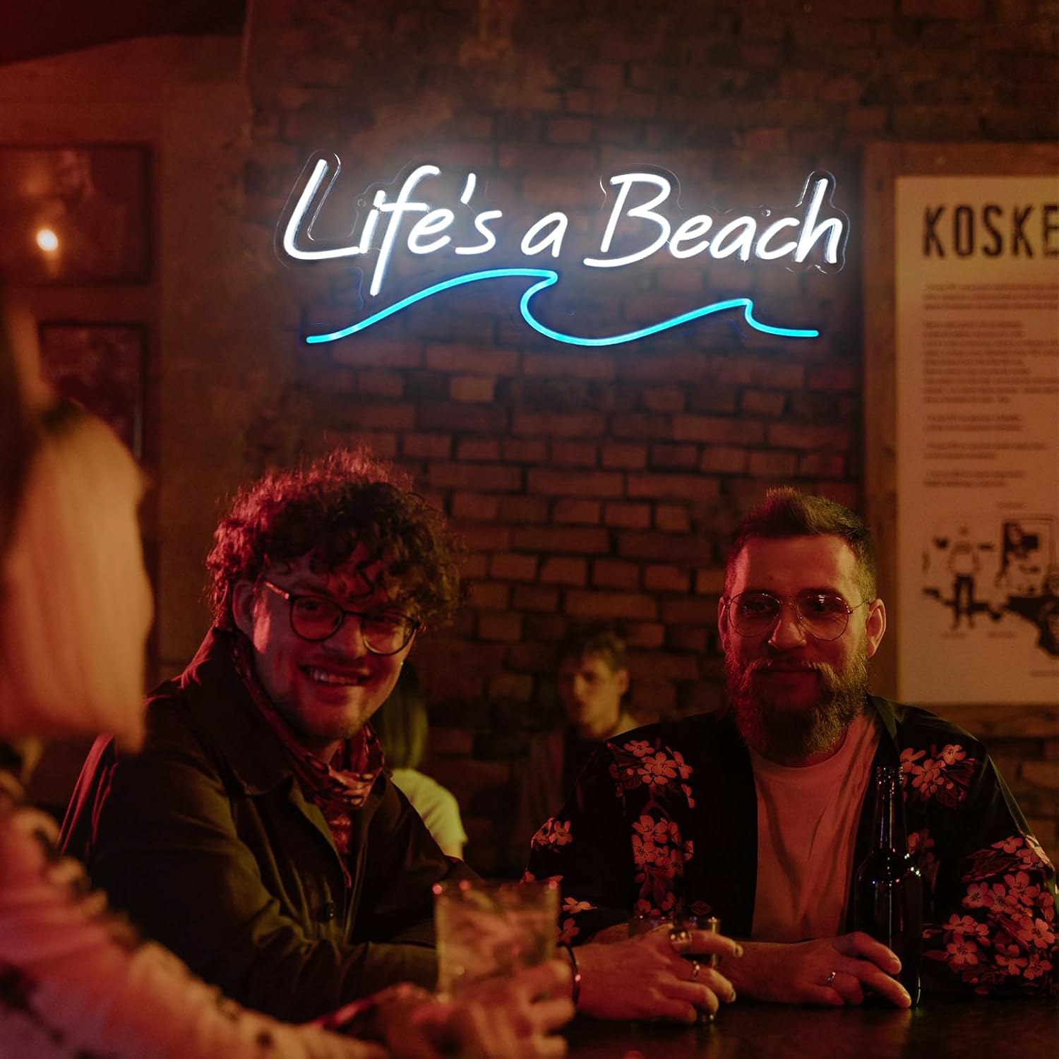 Life's a Beach Neon Sign 26 inches LED Neon Light Up Signs Wall Decor for Beach Bar Pub Kitchen Restautant Hotel Party Decorations