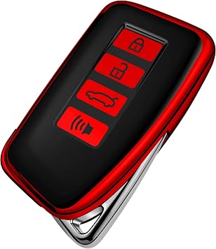 Tukellen for Lexus Key Fob Cover, Premium Soft TPU Full Protection Key Fob Case Lexus RX is ES GS LS NX RS GX LX RC LC Smart Keyless Fob Remote Key Red