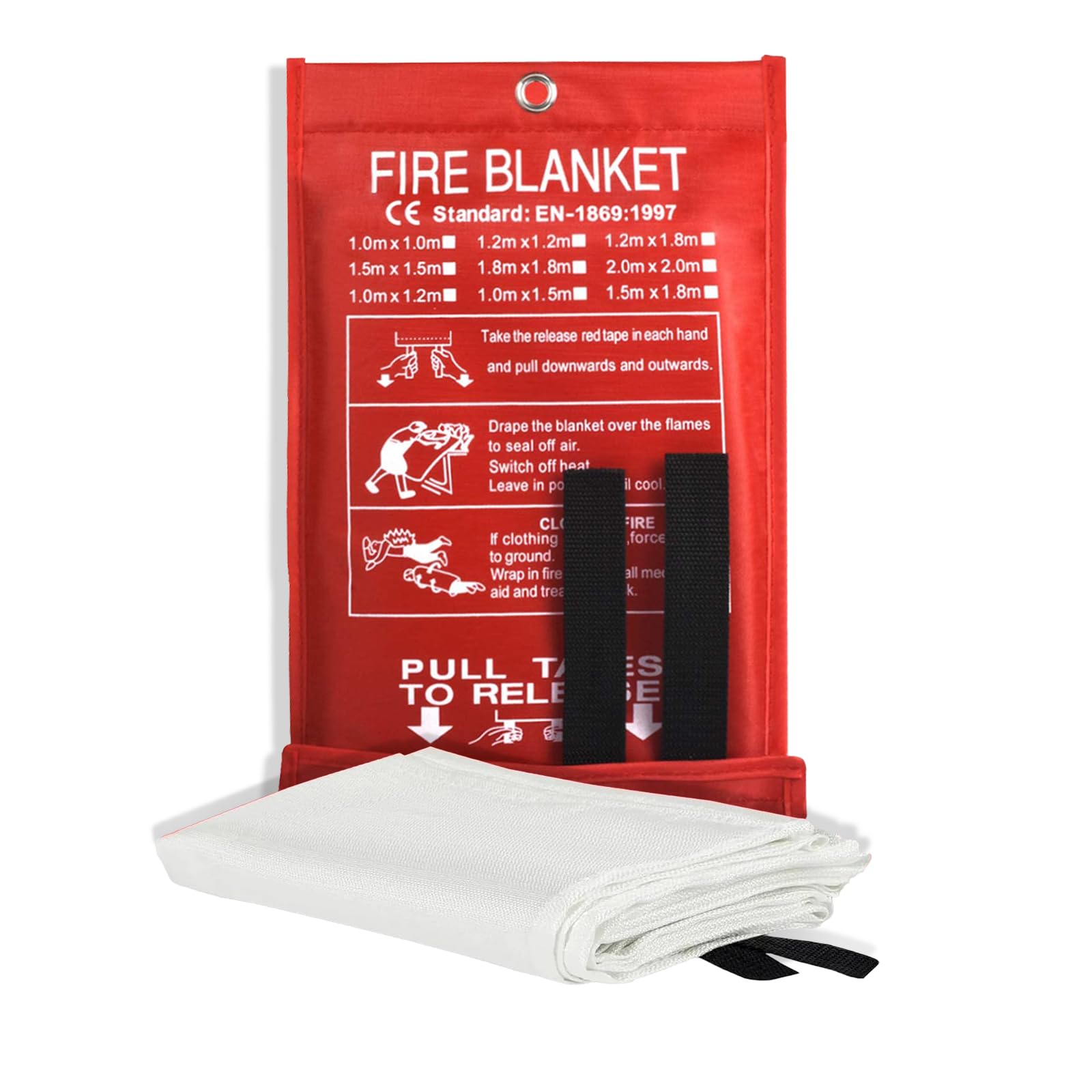 Smilco Emergency Fire Blanket for Home & Kitchen - 40x40 Flame-Retardant Fiberglass Fire Suppression Blankets, 1-Pack for Bedroom, Camping, BBQ & Emergency Safety (White)