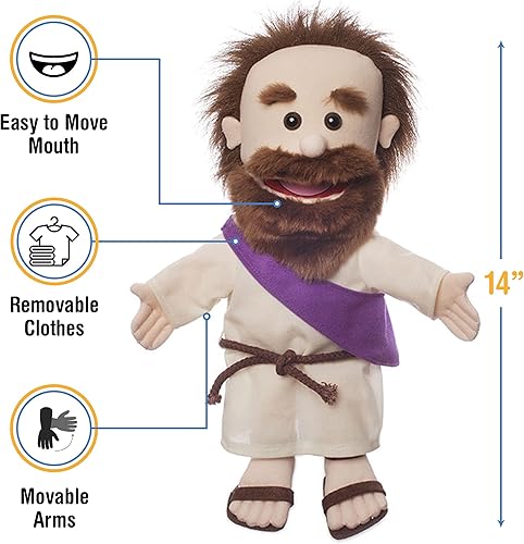 Miniatura 2 de Jesús de 14 pulgadas con cinturón de cuerda, personaje de la Biblia, marioneta de mano