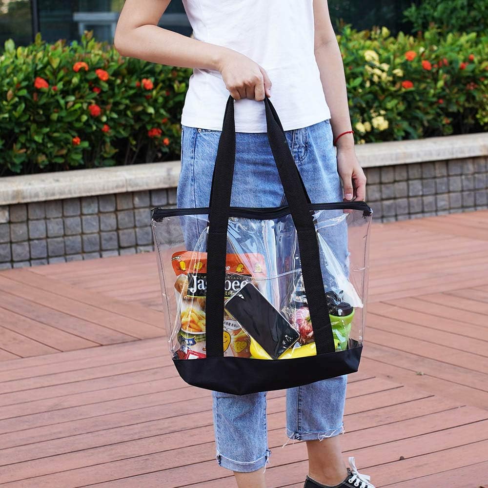 Large Clear Tote Bag, Fashion PVC Shoulder Handbag for Women, Clear Stadium Bag for Security Travel,Shopping,Sports and Work - Image 3