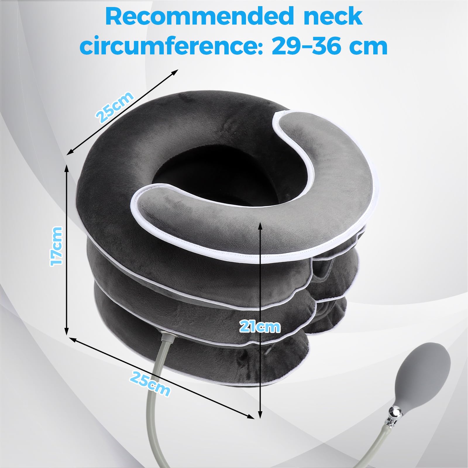Coussin de nuque gonflable pour traction cervicale avec design d'étirement à 3 couches et design de soutien du menton, Coussin de nuque ergonomique portable avec pompe à air