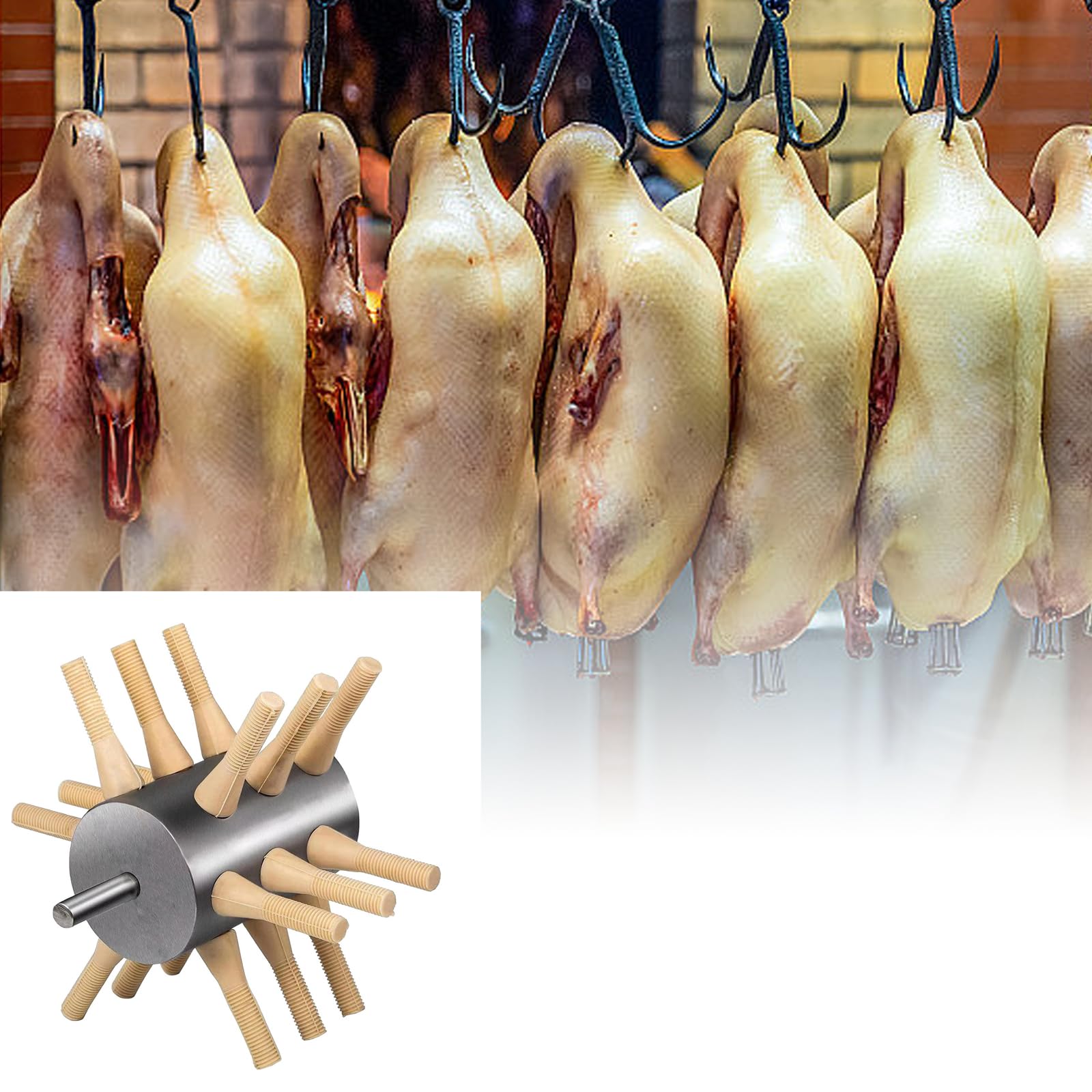 Macchina di spennatura di gomma naturale dell'acciaio inossidabile del dispositivo di rimozione piumato del pollame di alta efficienza per il trapano di spennatura del pollo di applicazione delle