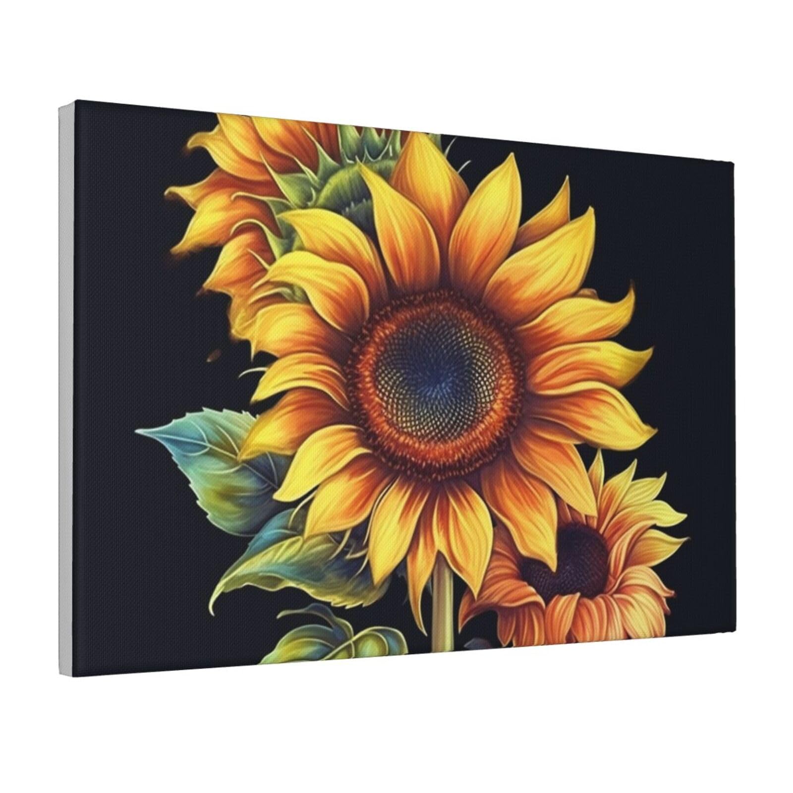 Framed Wall Art for Living Room Art Work, Summer Sunflower Picture Prints Modern Office Wall Paintings Poster Aesthetic Wall Decorations for Home Decor Ready To Hang 16"x24"