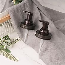 2 Pack Foaming Soap Dispenser Pump Lid for Regular Mouth Mason Jars, Stainless Steel Foam Soap Dispenser Press Head for Bathroom Kitchen-Bronze