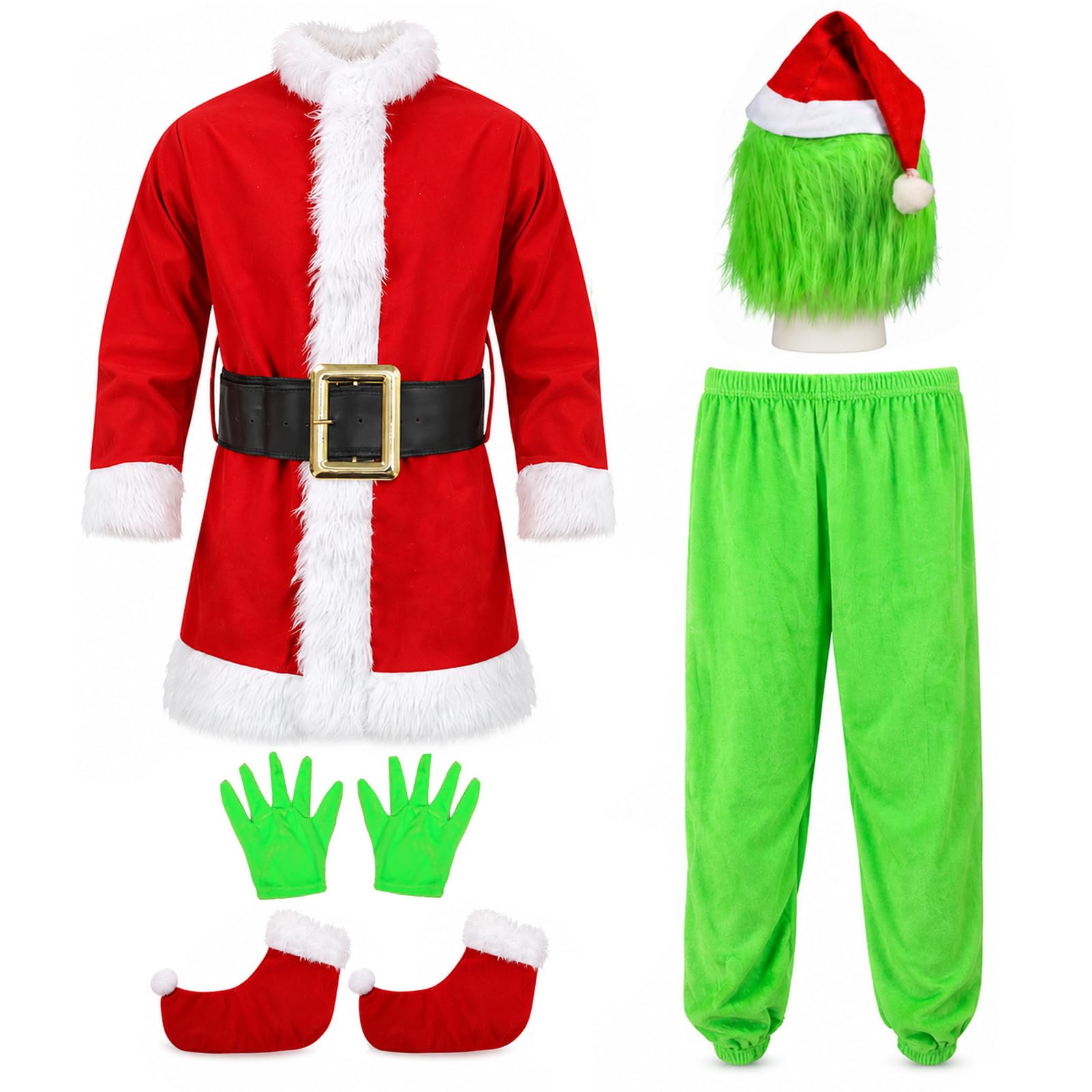 brableewear Christmas Green Giant Monster Costume for Kids Boys Christmas Furry Suit Santa Outfits Christmas Cosplay Costume
