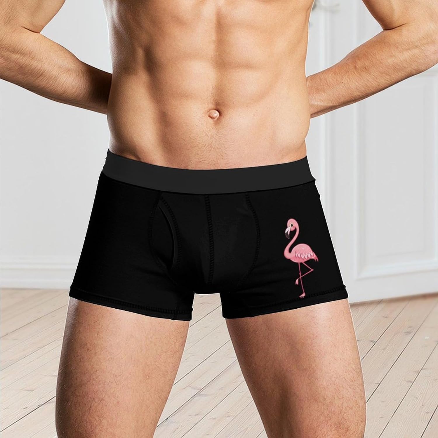 The Cute Beautiful Flamingo Men's Boxer Briefs Novelty Underwear Trunks Short Underpants