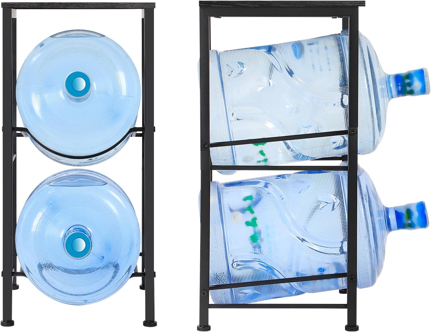LIANTRAL 5 Gallon Water Bottle Holder with Storage Shelve, Water Jug Holder, Water Jug Rack, Water Jug Stand, Water Bottle Organizer for Office, Kitchen, Living Room Black