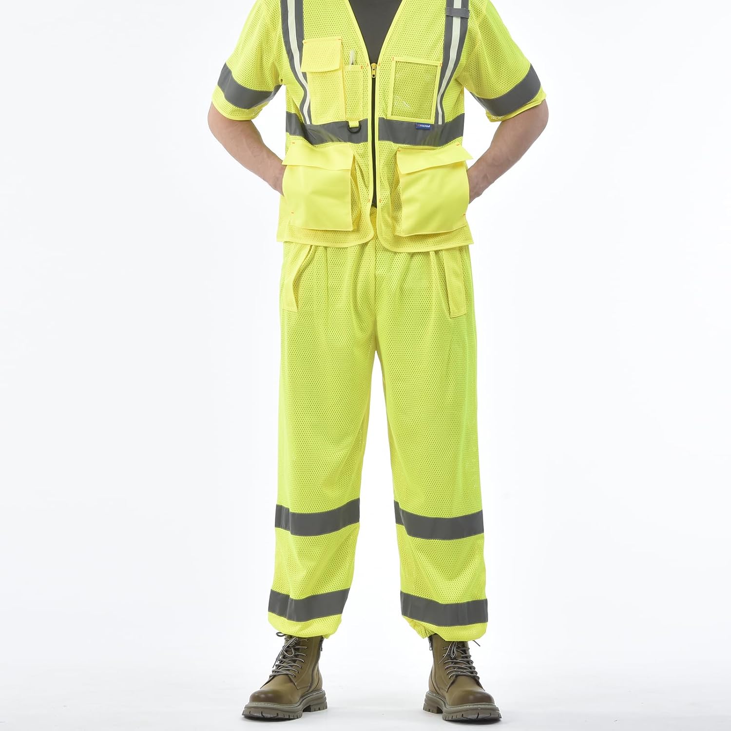A-ASFETY High Visibility Reflective Traffic Safety Work Mesh Road Pants