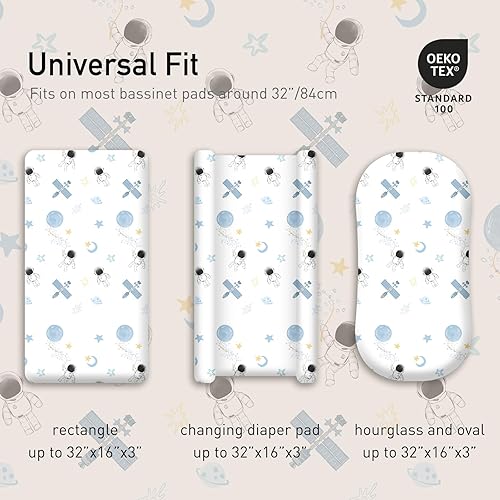 Miniatura 4 de Gllquen Baby Sábanas para Moisés Paquete de 4, Sábana Ajustable para Colchón Transpirable y Acogedora, Cuna de Viaje Elástica con Patrón de Moda,