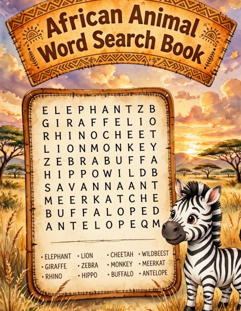 AFRICAN ANIMAL WORD SEARCH BOOK: 110 Fun Animal-Themed Word Search Puzzles for Adults & Kids