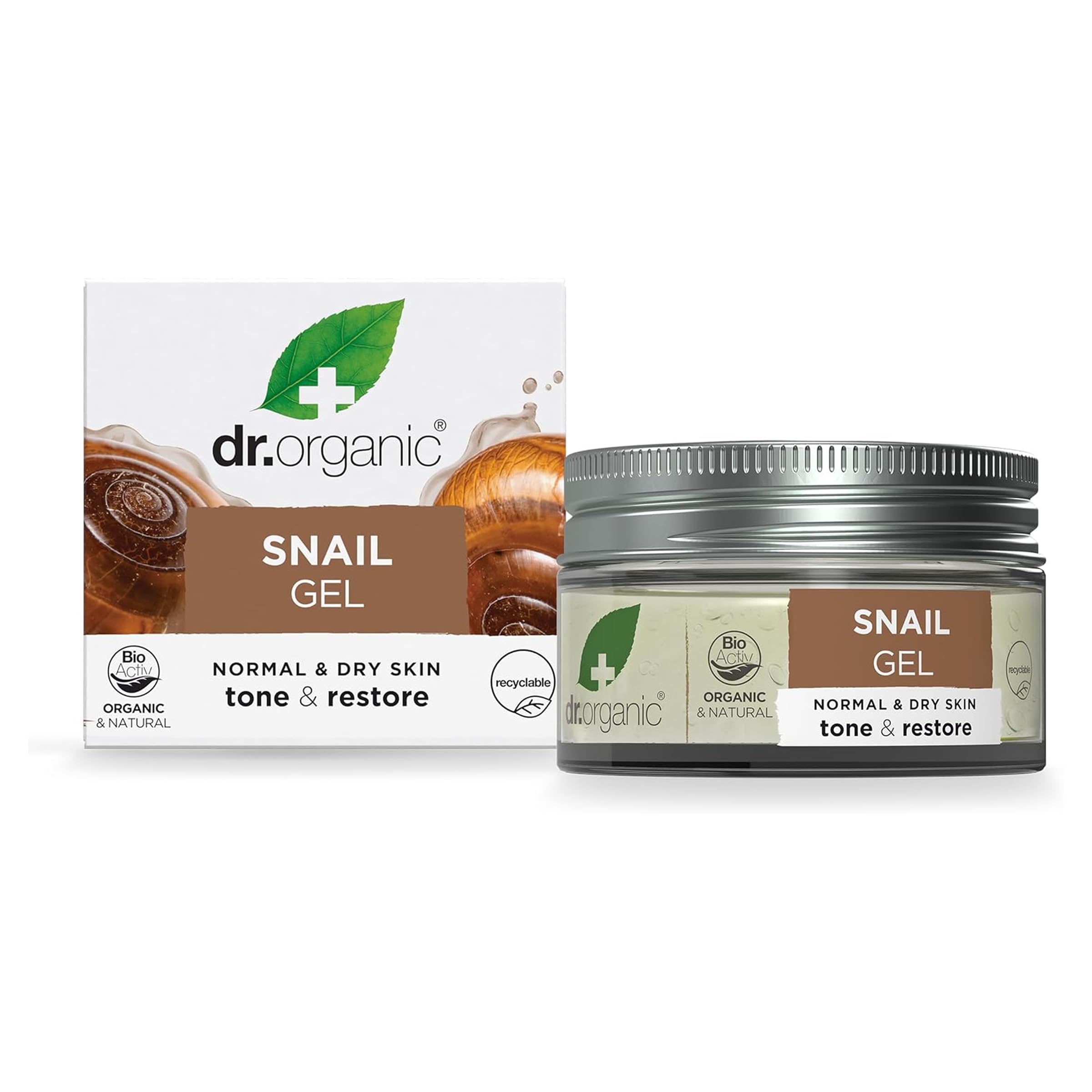 Dr Organic Snail Gel, Healthy-Aging, Moisturising, Mens, Womens, Normal & Dry Skin, Natural, Vegetarian, Cruelty-Free, Paraben & SLS-Free, Organic, 50ml, Packaging may vary