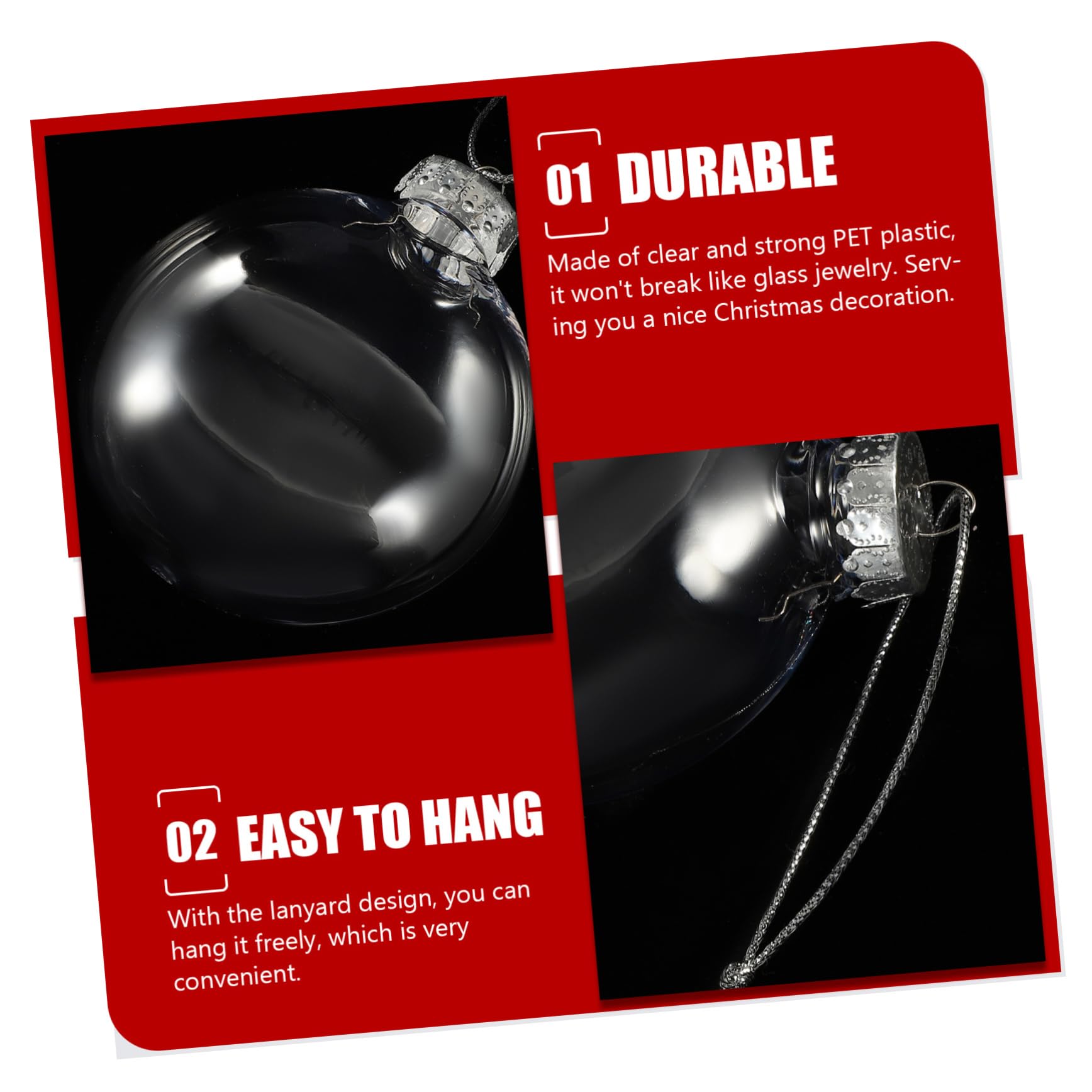 Zerodeko Bolas De Adorno Rellenables Transparentes 10 Cm Plástico Transparente Apertura Amplia Decoración Navideña DIY para Árbol De Navidad Colgantes 6 Piezas