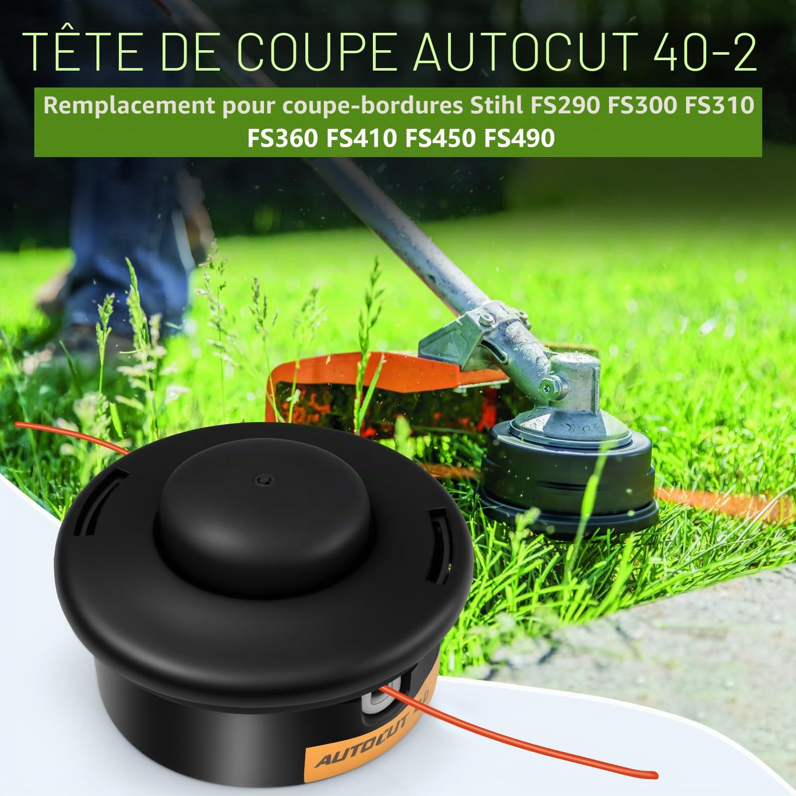 Tête de débroussailleuse pour Stihl Autocut 40-2 FS160 FS220 FS280 FS290 FS300 FS310 FS350 FS360 FS400 FS410 FS450 FS460 FS480 FS490 Tete à Fil Coupe-Bordure Accessoires Remplace 40037102189
