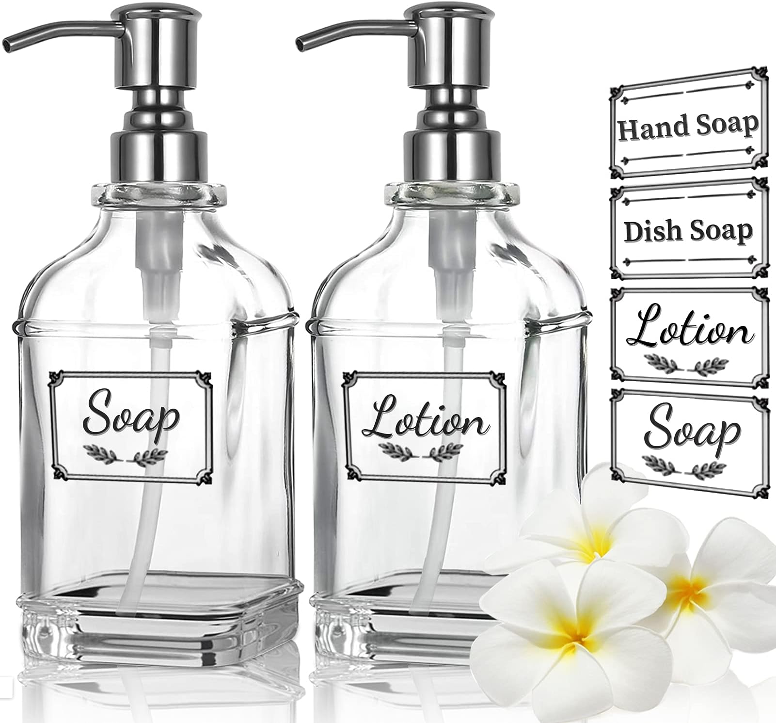 Glas Seifenspender Mit Edelstahlpumpe - Für Bad & Küche Mit Erdbeer-Design