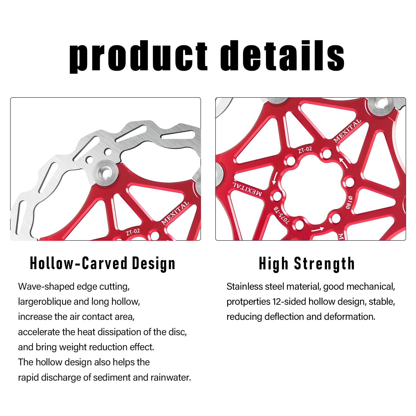 Rotore del Freno a Disco flottante, 160mm /180mm, 6 bulloni, MTB Road Bicycle Rotori Posteriori Bulloni Brake Pad Accessori per Biciclette