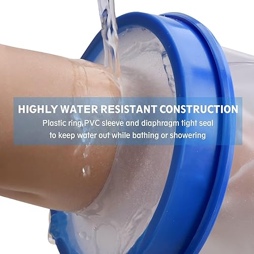 Miniatura 3 de Cubierta protectora azul de media pierna para adultos, reutilizable, 100% impermeable, fundas de fundición para ducha, sello apretado de media