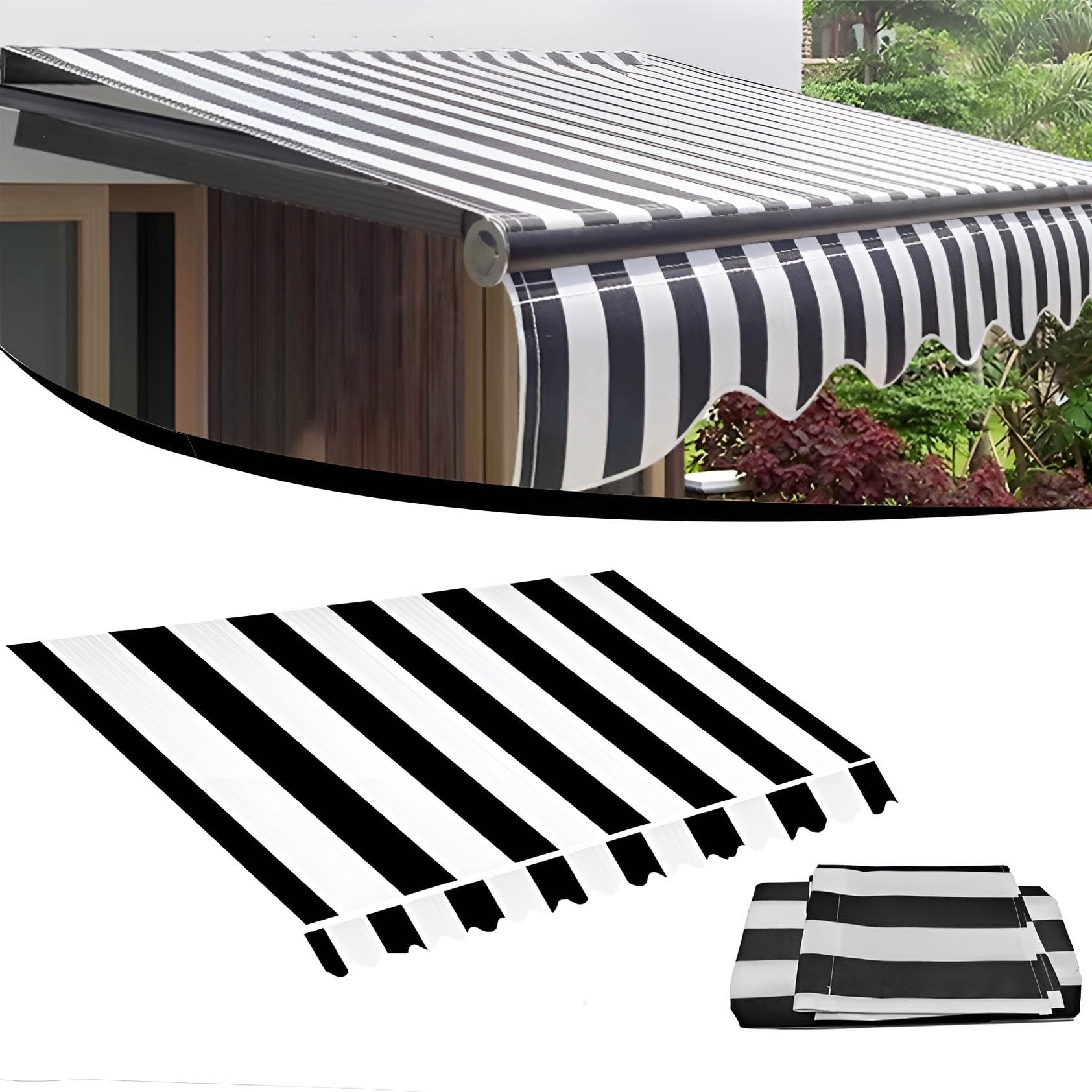 Tela de repuesto para toldo de patio, lona de poliéster impermeable 350x250 cm con cenefa