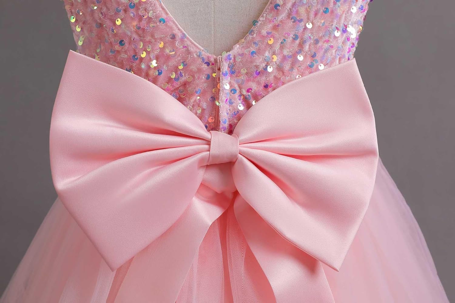 Flower Girl Dresses for Wedding Sparkly Sequin Tulle Formal Dress Party Birthday Pageant Girls Ball Gown with Bow