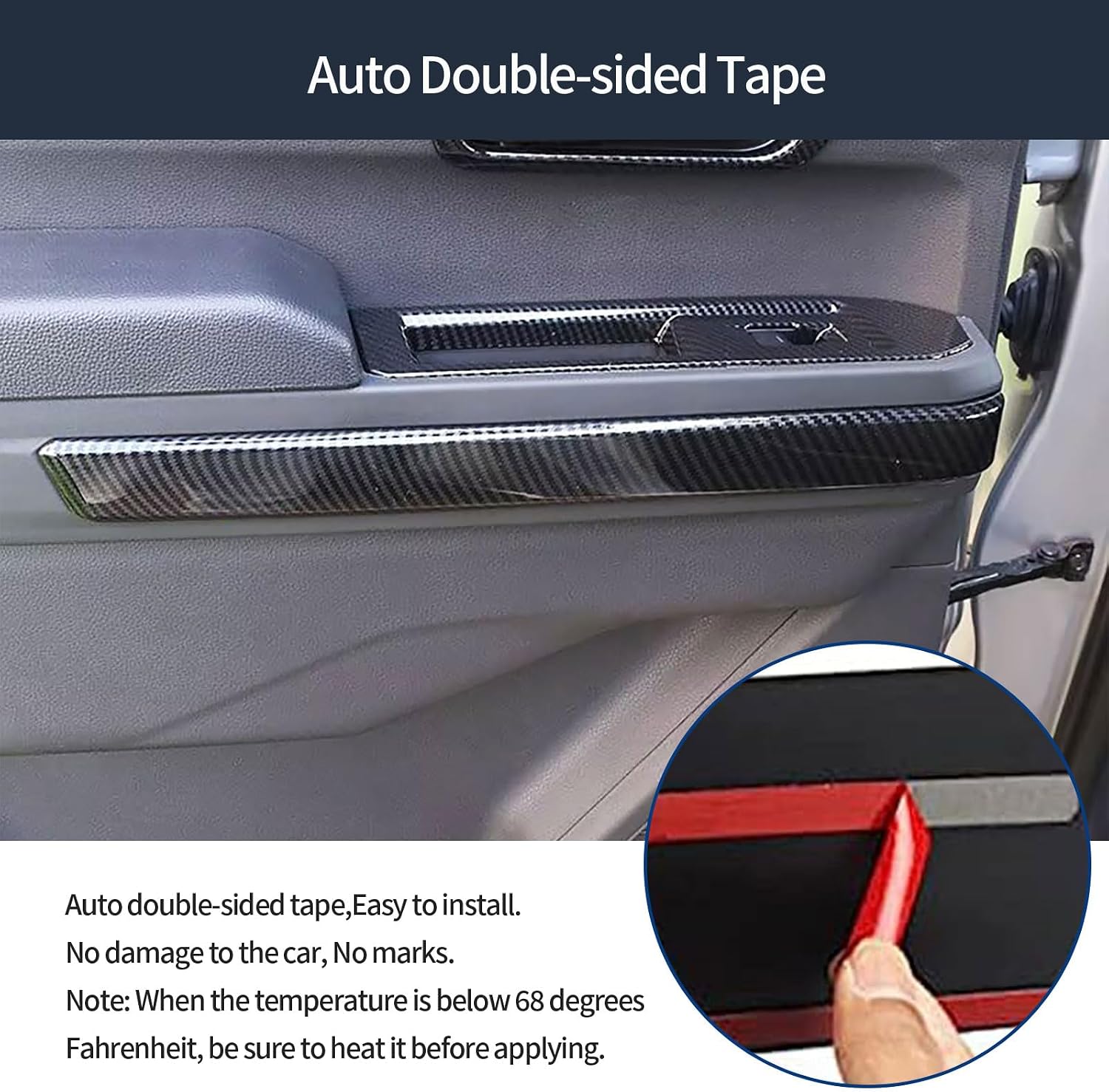 Inner Door Panel Decoration Compatible With Toyota Tacoma 2024 2025 2026 Door Panel Below Decoration Cover Trims Interior Car Accessories ABS 4PCS(Carbon Fiber Style)