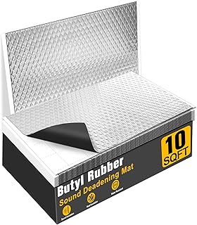 MYFAMIREA 10 sqft Car Sound Deadening, Sound Deading Material Mat for Car 80mil(2mm), Butyl Automotive Sound Deadening with Self-Adhesive, Noise Insulation and Dampening, Auto Deadener for Trunk, 10P